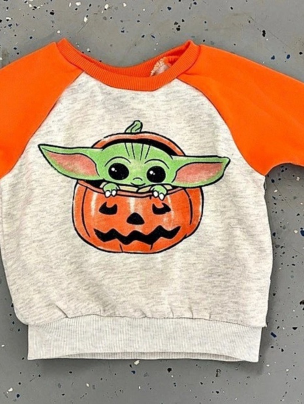 Star Wars Grogu Pumpkin Halloween Sweatshirt Orange & Gray - 2T